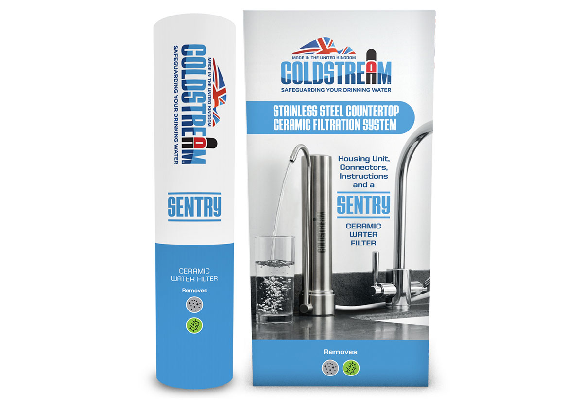 Coldstream countertop stainless steel with sentry filter. Drinking water filter. Best filters on the market.UK made.Free next day UK delivery.Carbon neutral. Removes more contaminants