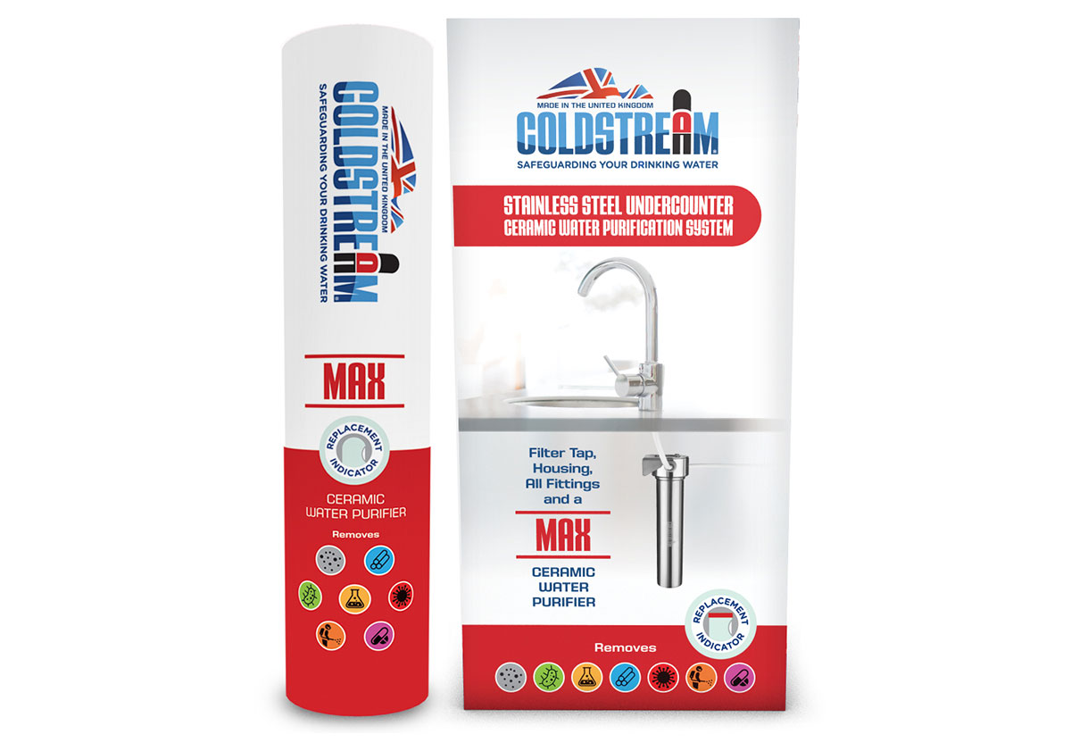 Coldstream undercounter stainless steel with max purifier. best home water filter. Best filters on the market.UK made.Free next day UK delivery.Carbon neutral. Removes more contaminants
